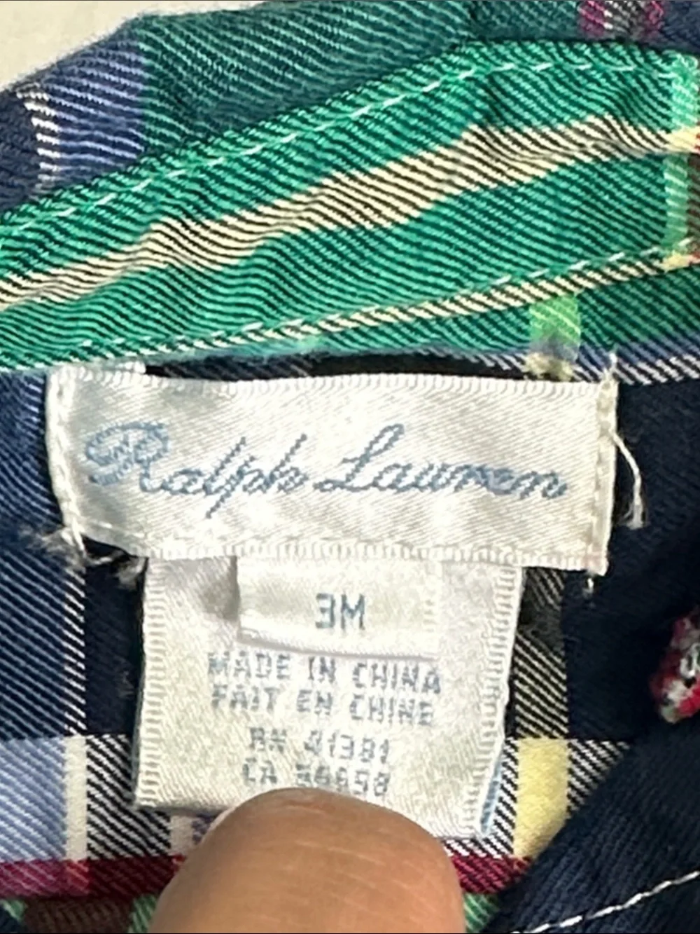 Ralph Lauren Plaid Button Down Shirt Long Sleeve Baby 3 Months